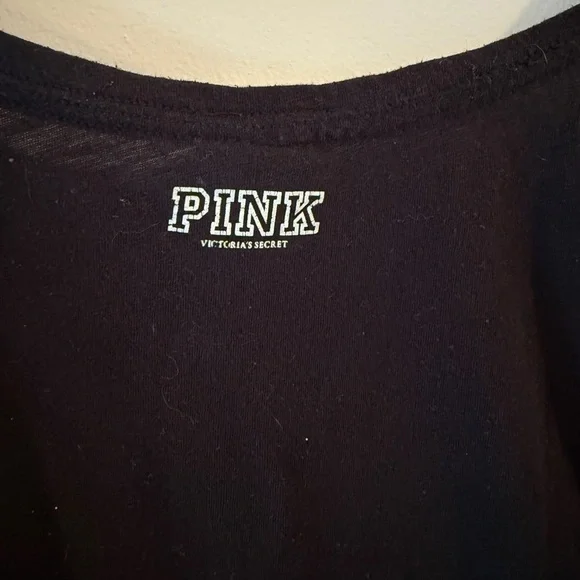VS Pink Black Cropped Tee Shirt Sz XS - Picture 4 of 5